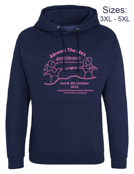 Abreast the M62 - Official Contrast Hoodie (Navy with Pink Hood) With Bubblegum Pink Logos - Available in Sizes S - 5XL
