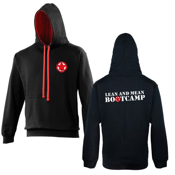 Lean and Mean Bootcamp Varsity Hooded Top (Jet Black & Fire Red) AWDis (JH003)