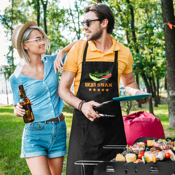 Jax Snax Apron - Large Logo (Black - With Pocket)